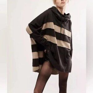 Free People Spotted In Stripe Pullover Dolman Sleeve Sweatshirt Hoodie XL